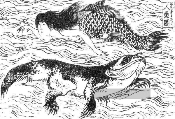 Ningyo Katsushika Hokusai Ukiyoe Ölgemälde